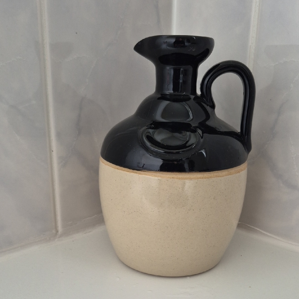 Two-Tone Ceramic Pitcher Vase - Black and Cream